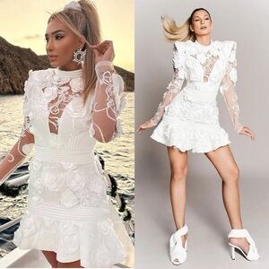 Zhivago New The Vendetta Floral Mesh Mini Dress In White Size US 8